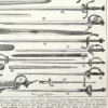 Épées et armes blanches, planche historique années 1930 – détail de la planche ancienne