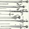 Épées et armes blanches, planche historique années 1930 – détail de la planche ancienne