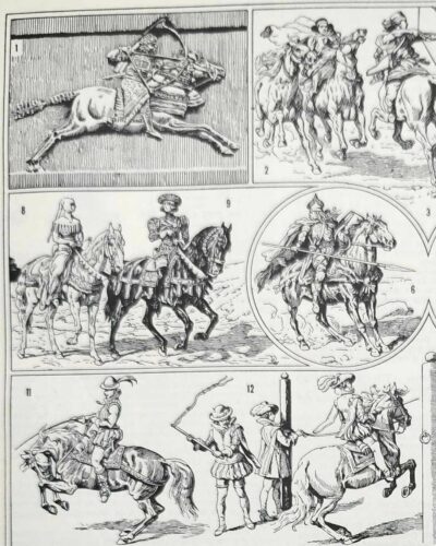 Équitation et chevaux, planche sportive ancienne 1930