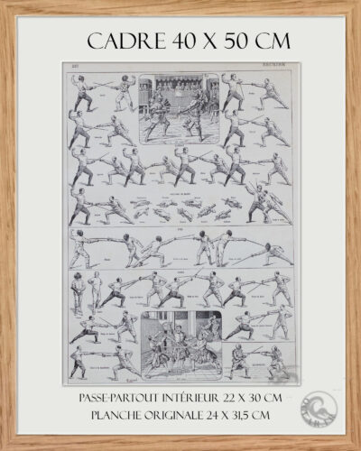Escrime, fleuret, épée et sabre, planche sportive 1930