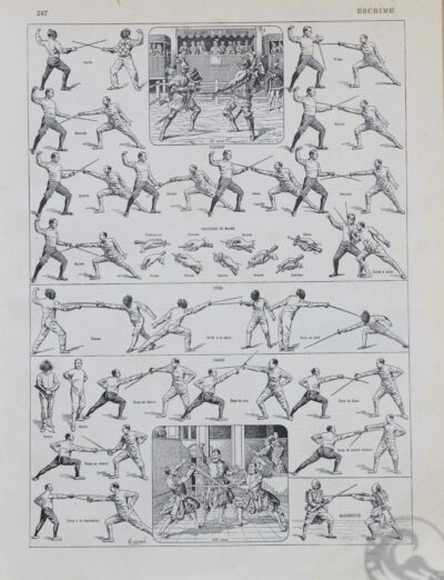 Escrime, fleuret, épée et sabre, planche sportive 1930