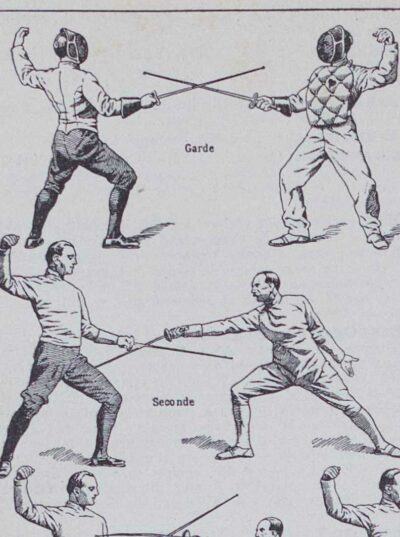 Escrime, fleuret, épée et sabre, planche sportive 1930