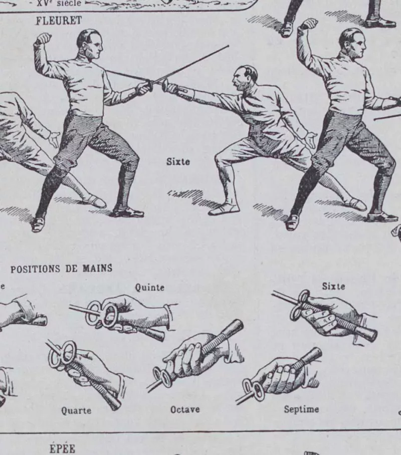 escrime-sport-06 Escrime, fleuret, épée et sabre, planche sportive 1930