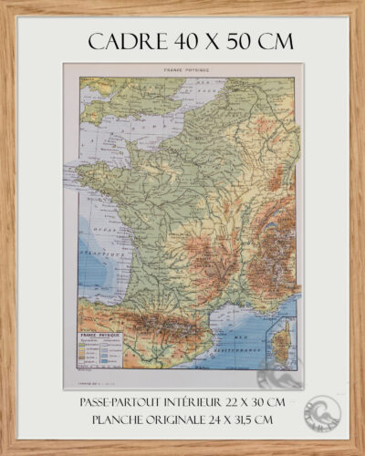 cadre2 France physique, agricole et forestière, cartes originales 1930