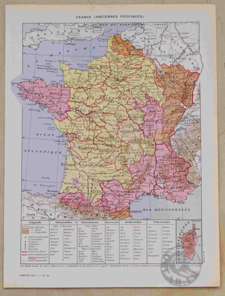 Anciennes provinces et France industrielle, cartes originales 1930
