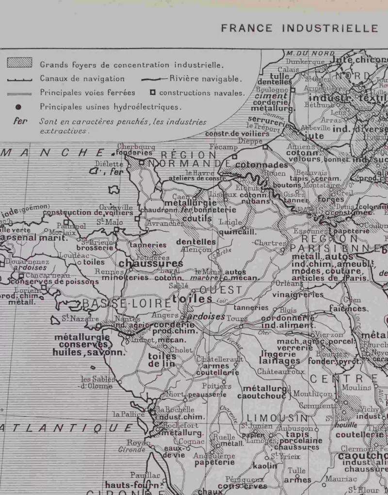 france-carte-provinces-07 Anciennes provinces et France industrielle, cartes originales 1930