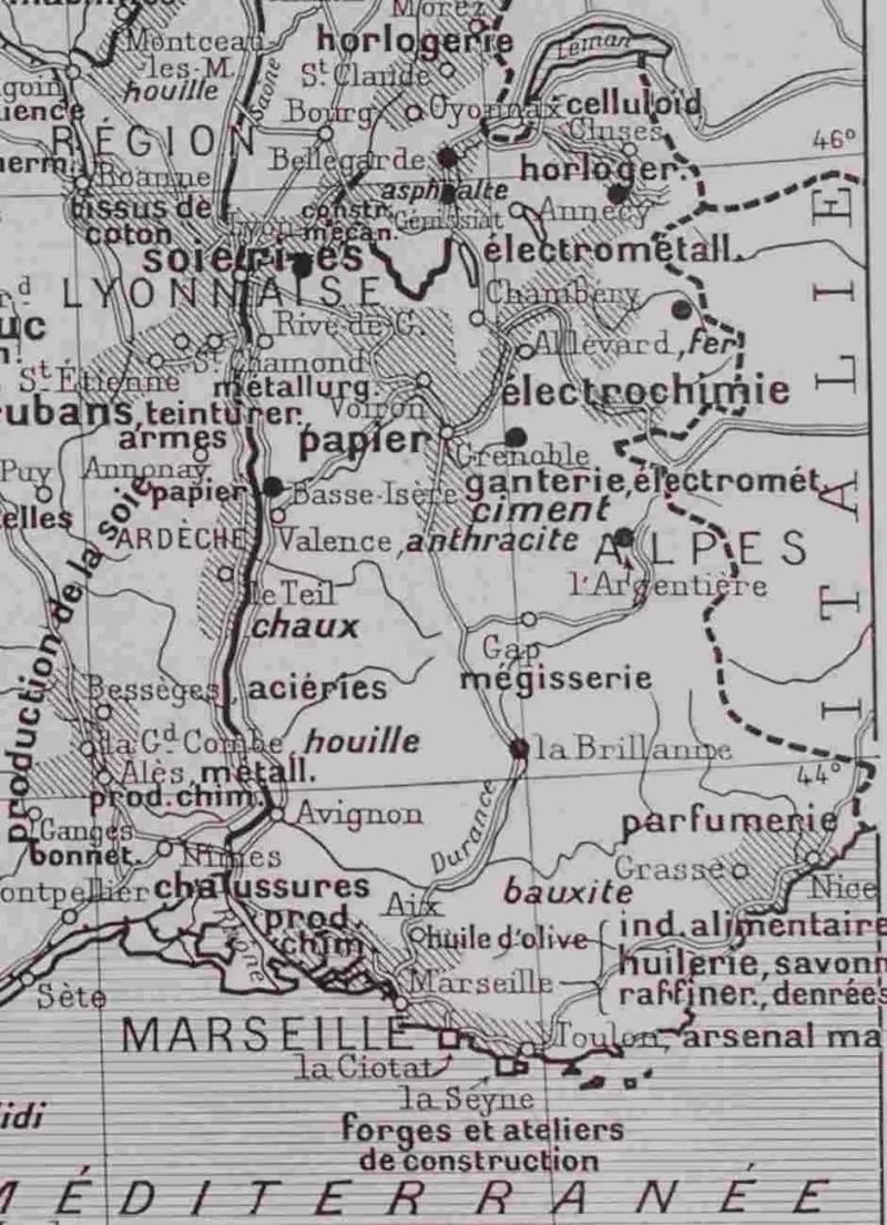 france-carte-provinces-08 Anciennes provinces et France industrielle, cartes originales 1930