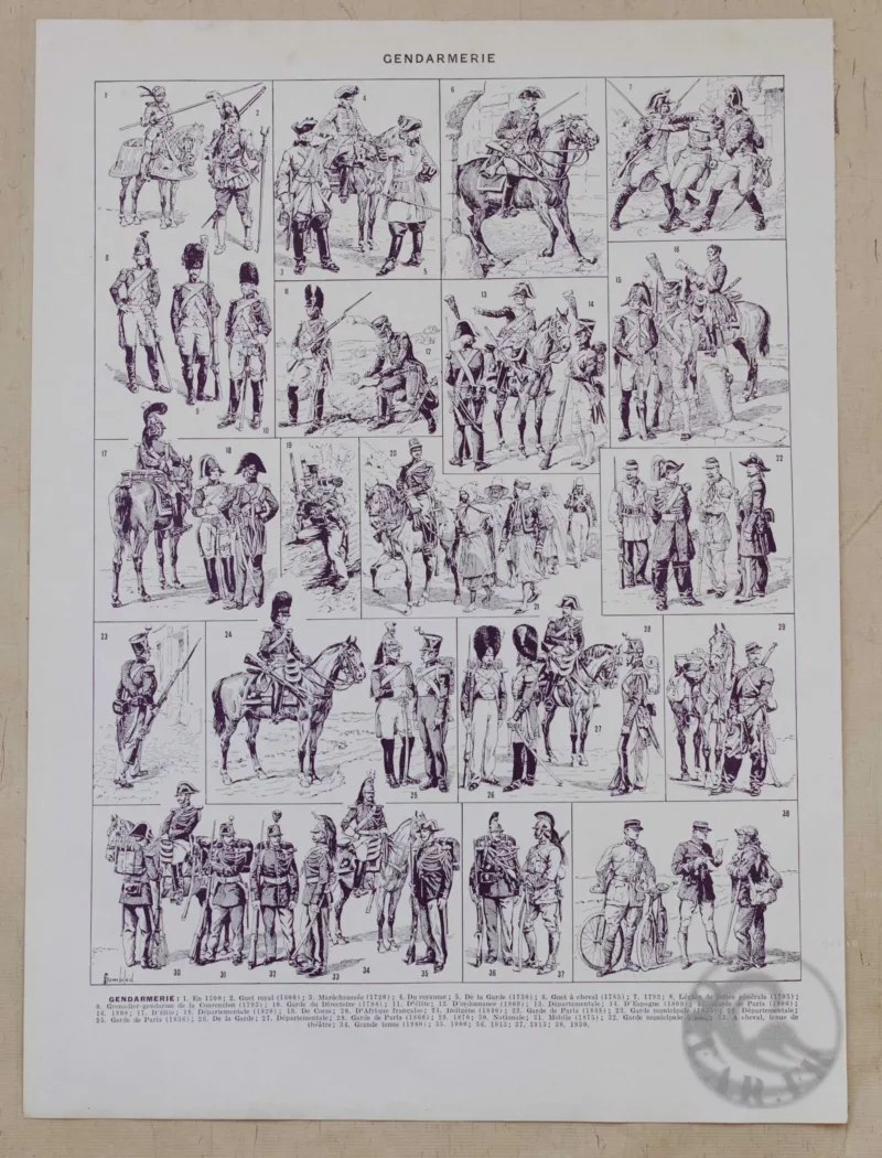genie-gendarmerie-uniformes-06-2-scaled-1.jpg Génie et Gendarmerie, uniformes historiques, planche 1930