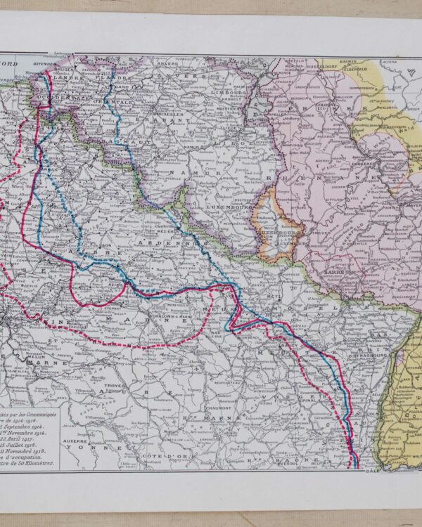 Grande Guerre 1914-1918, cartes des fronts, planche 1930