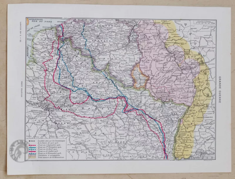 Grande Guerre 1914-1918, cartes des fronts, planche 1930
