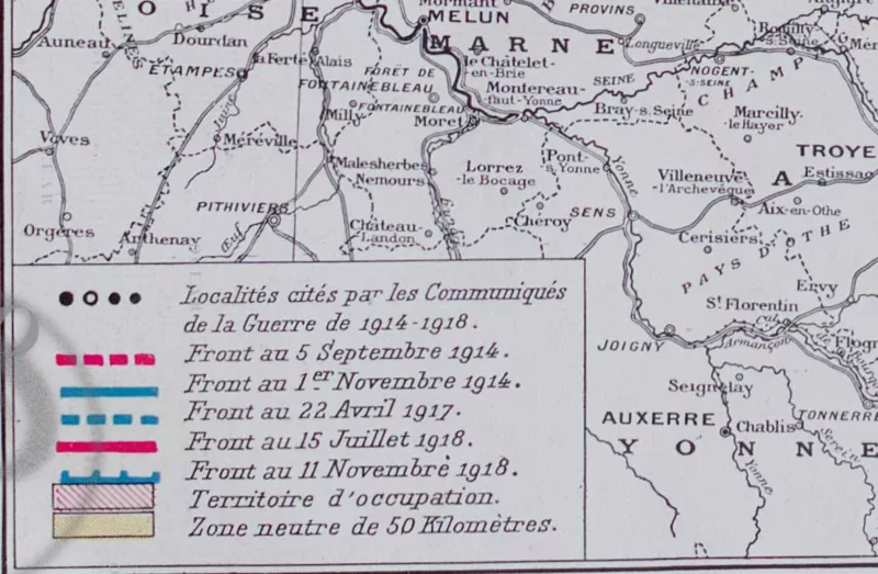 Grande Guerre 1914-1918, cartes des fronts, planche 1930