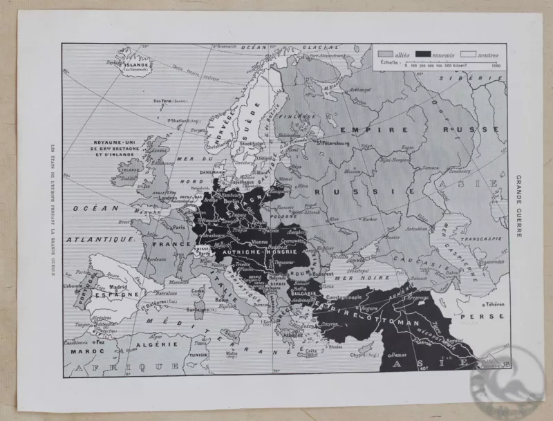 Grande Guerre 1914-1918, cartes des fronts, planche 1930