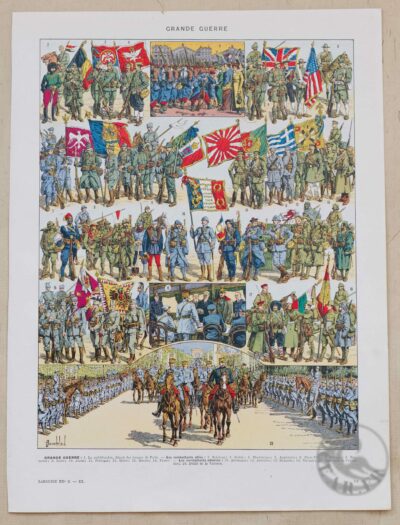 grande-guerre-1914-1918-troupes-01-1-scaled-1.jpg Grande Guerre 1914-1918, uniformes et carte du monde, planche 1930