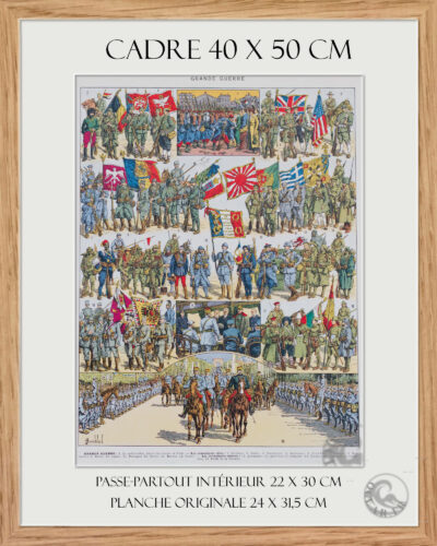 cadre2 Grande Guerre 1914-1918, uniformes et carte du monde, planche 1930