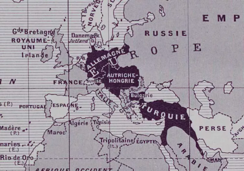Grande Guerre 1914-1918, uniformes et carte du monde, planche 1930