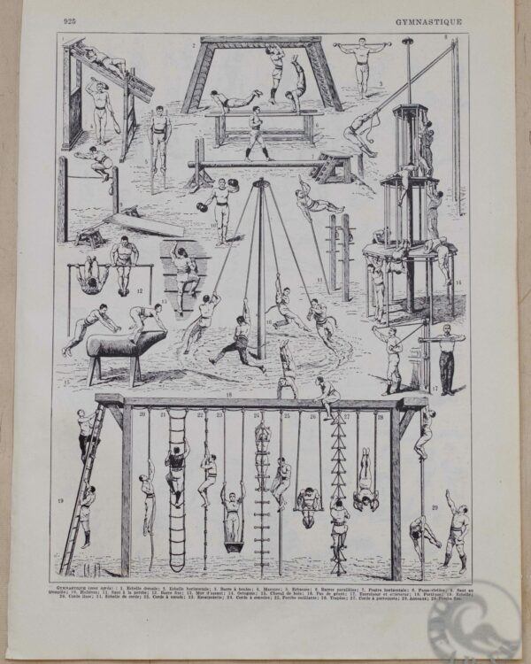 Gymnastique et sports, exercices d’époque, planche 1930