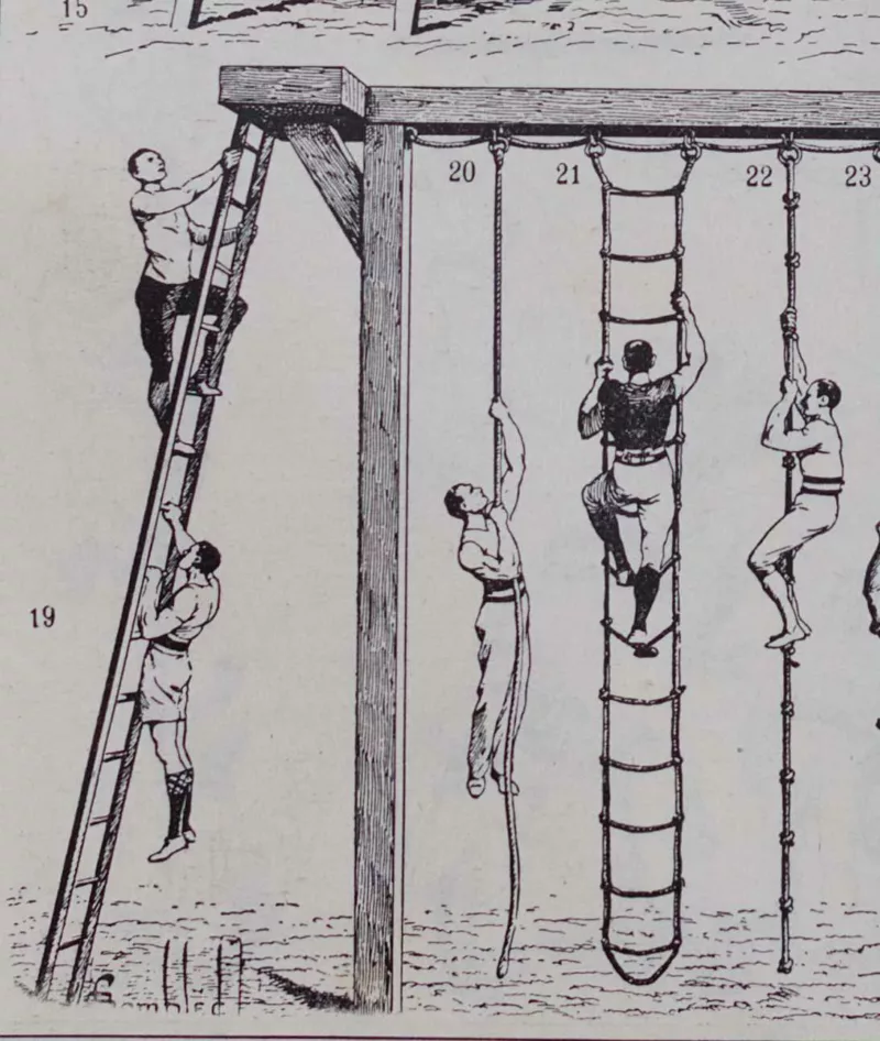 Gymnastique et sports, exercices d’époque, planche 1930