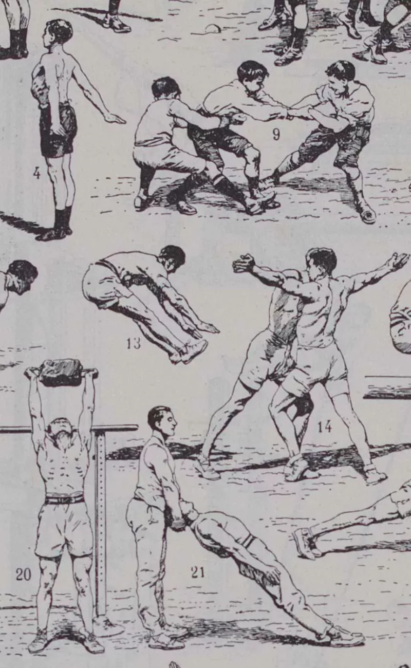 Gymnastique et sports, exercices d’époque, planche 1930