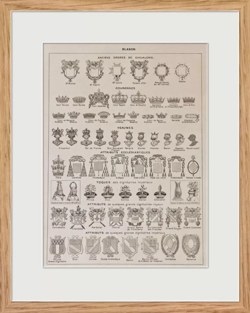 Blasons et héraldique, planche originale 1928