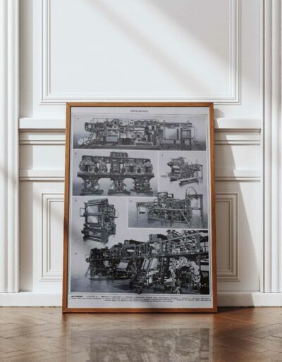 Machines d’imprimerie, planche technique originale 1930