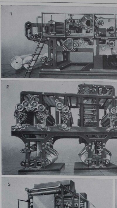 Machines d’imprimerie, planche technique originale 1930