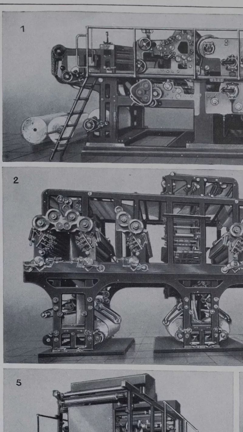Machines d’imprimerie, planche technique originale 1930 – planche encadrée en décoration murale