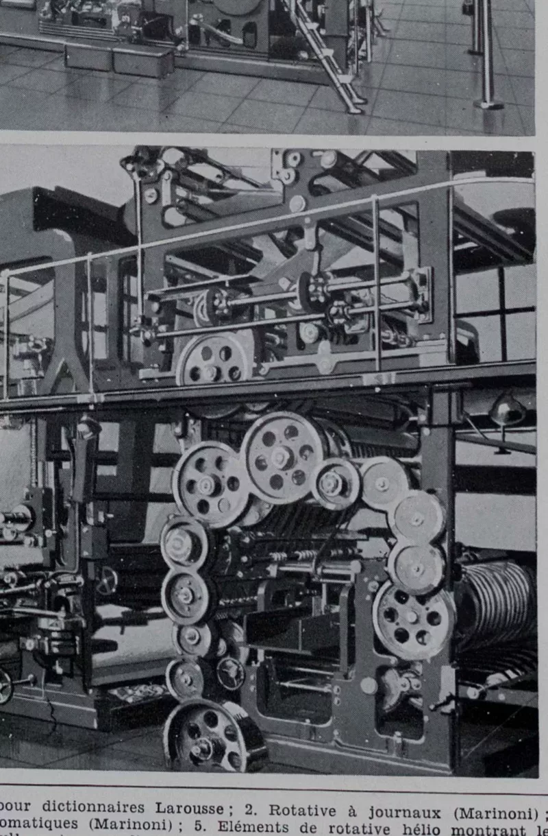 Machines d’imprimerie, planche technique originale 1930 – détail de la planche ancienne