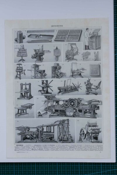 Machines d’imprimerie, planche technique originale 1930