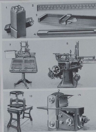 Machines d’imprimerie, planche technique originale 1930