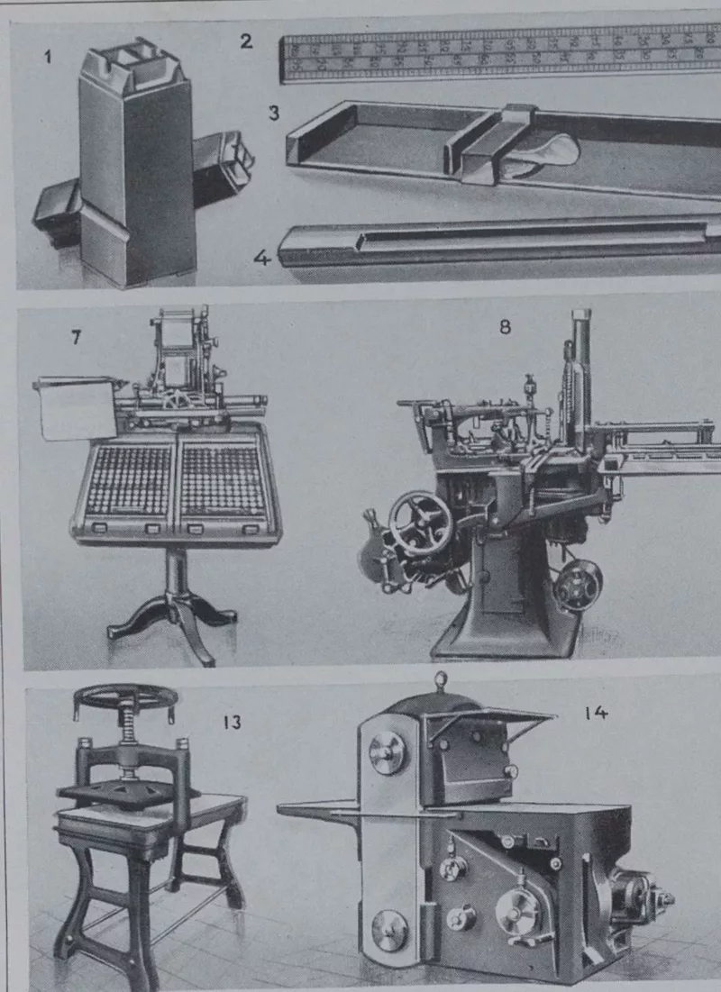 Machines d’imprimerie, planche technique originale 1930 – verso du document ancien