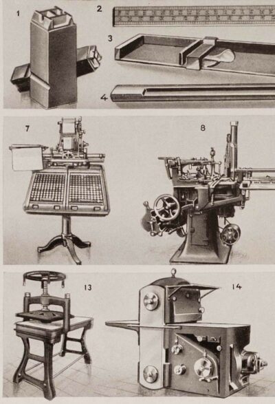 Machines d’imprimerie, planche technique originale 1930