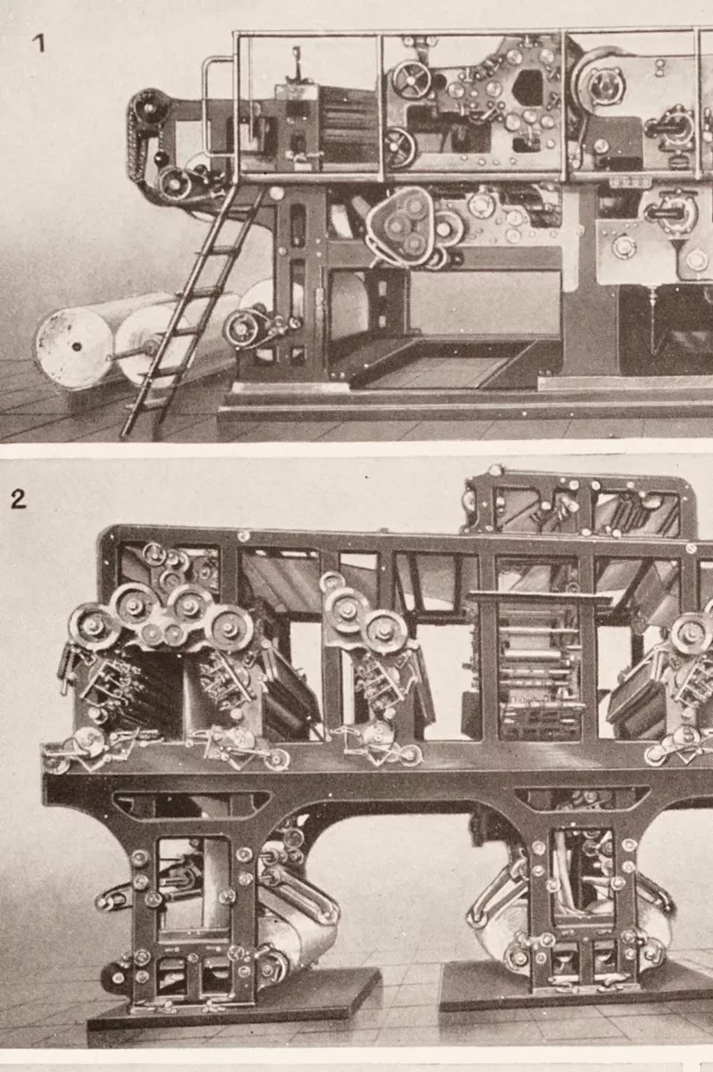 Machines d’imprimerie, planche technique originale 1930 – planche encadrée en décoration murale