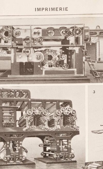 Machines d’imprimerie, planche technique originale 1930
