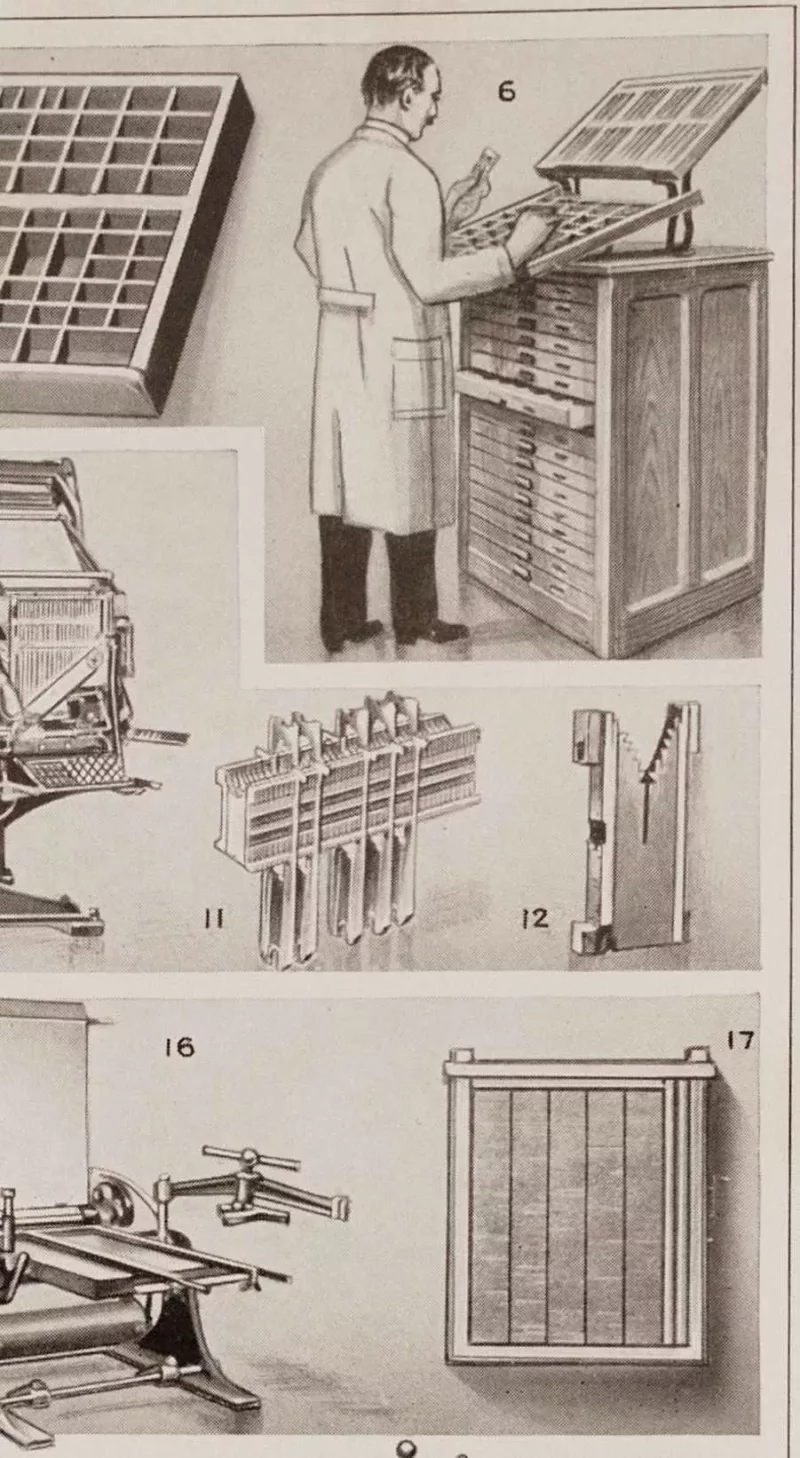 Machines d’imprimerie, planche technique originale 1930 – verso du document ancien