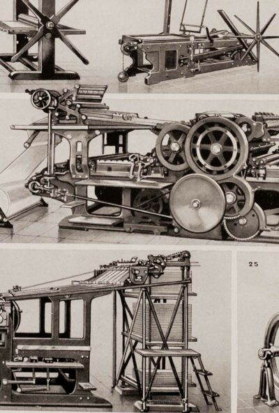 Machines d’imprimerie, planche technique originale 1930