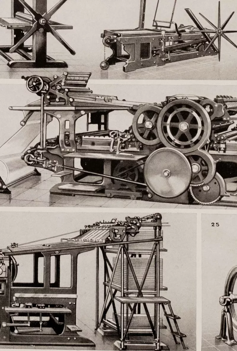 Machines d’imprimerie, planche technique originale 1930 – détail du verso