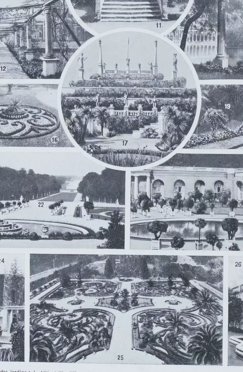 jardin-arbres-ornement-II-a23 Jardins du monde, botanique et architecture, planche 1930 – détail du verso