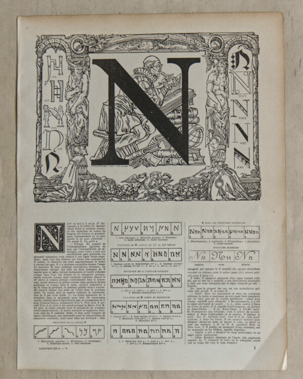 Lettre N, typographie de Maximilien Vox, planche originale 1932