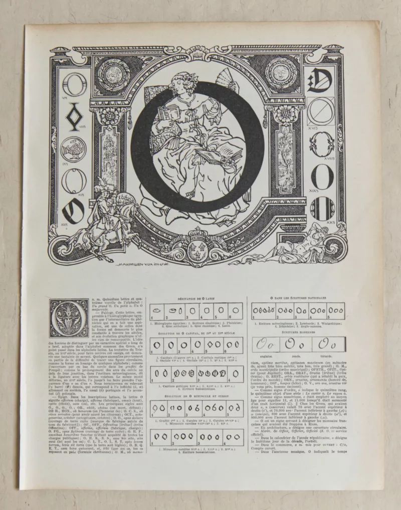 lettreO Lettre O, typographie de Maximilien Vox, planche originale 1932
