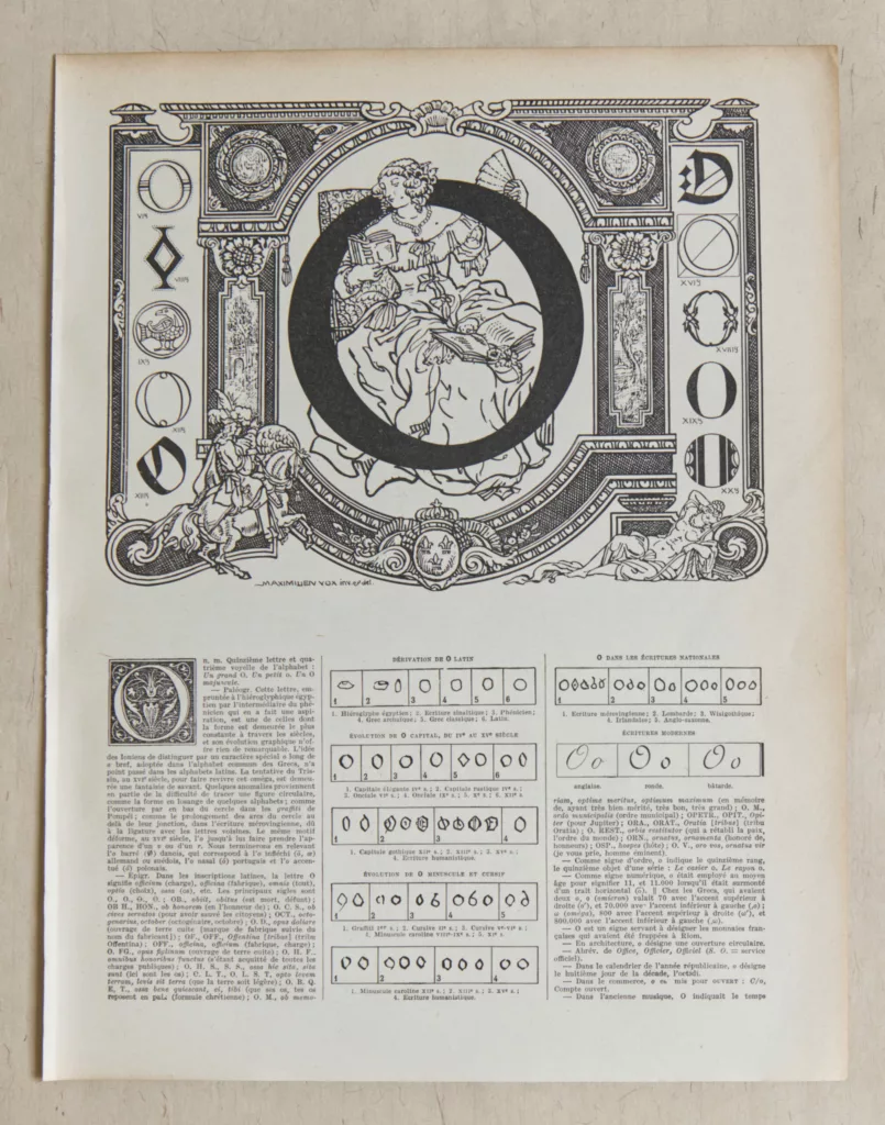 Lettre O, typographie de Maximilien Vox, planche originale 1932