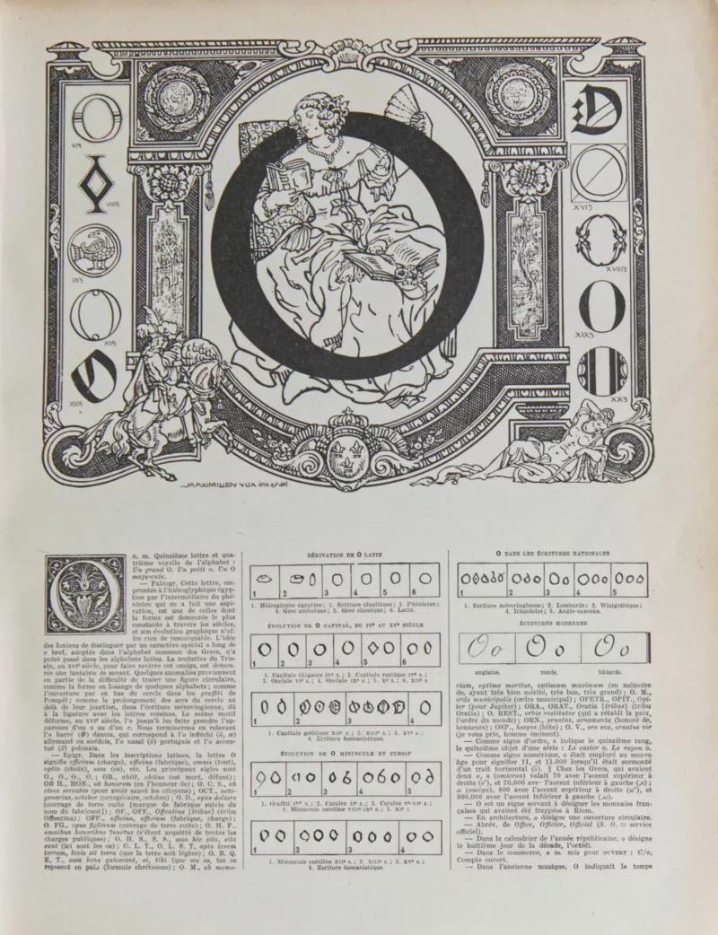lettreO Lettre O, typographie de Maximilien Vox, planche originale 1932