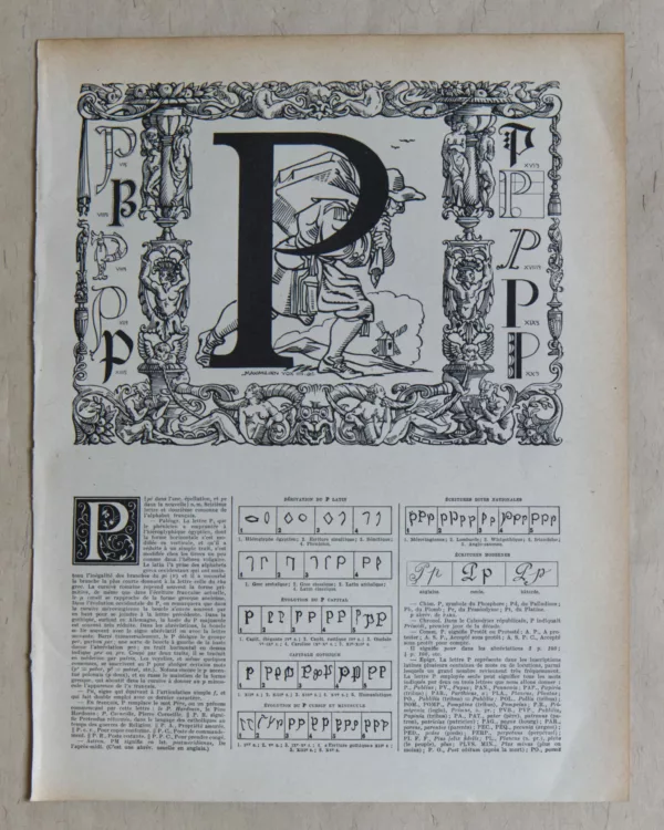Lettre P, typographie de Maximilien Vox, planche originale 1932