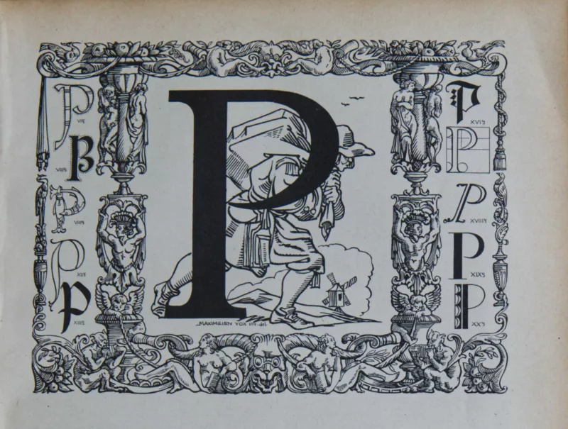 lettreP Lettre P, typographie de Maximilien Vox, planche originale 1932
