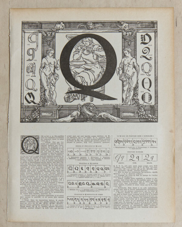 Lettre Q, typographie de Maximilien Vox, planche originale 1932