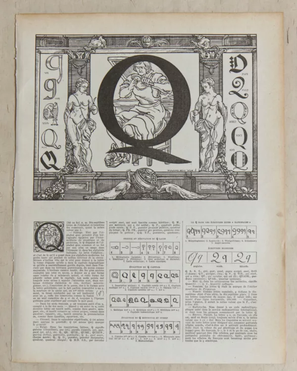 Lettre Q, typographie de Maximilien Vox, planche originale 1932