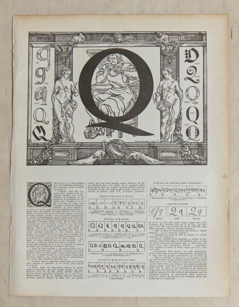 Lettre Q, typographie de Maximilien Vox, planche originale 1932