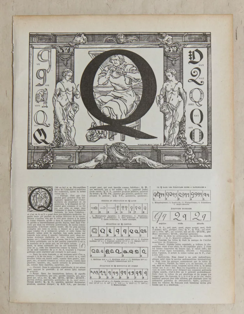 lettreQ Lettre Q, typographie de Maximilien Vox, planche originale 1932