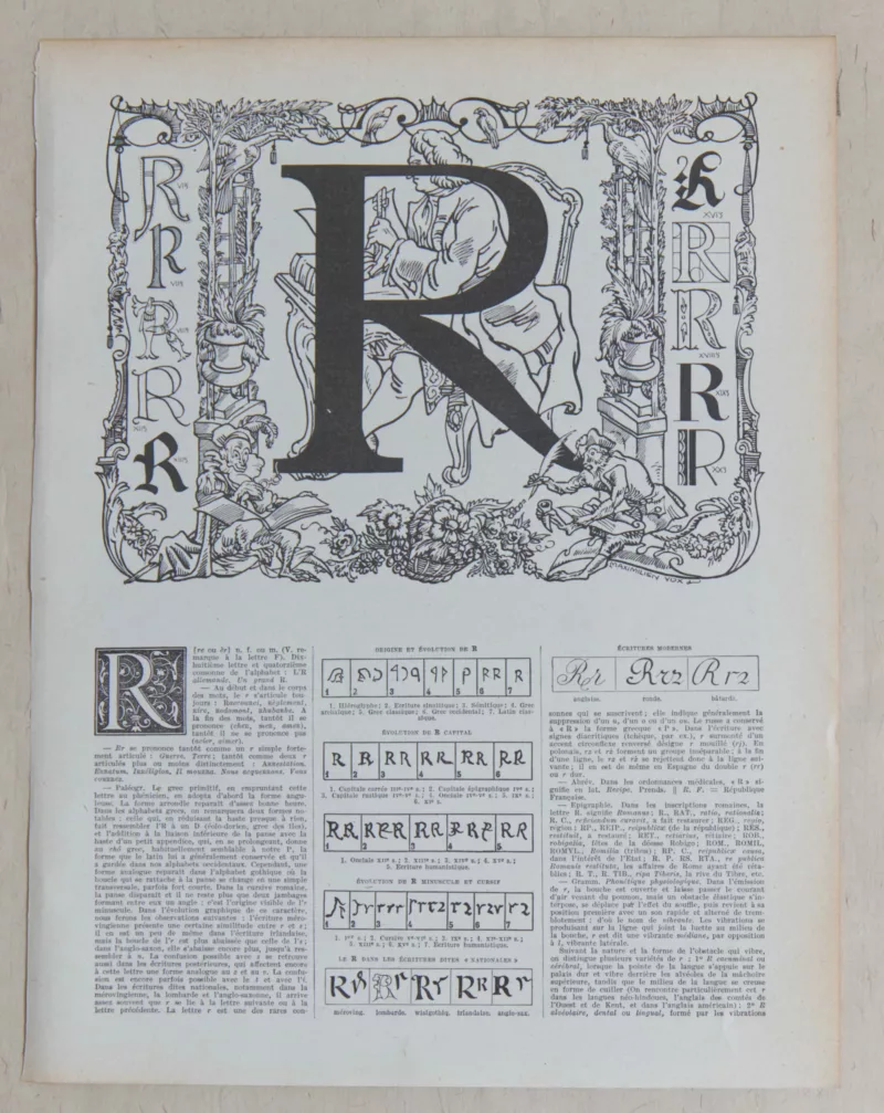 lettreR Lettre R, typographie de Maximilien Vox, planche originale 1932