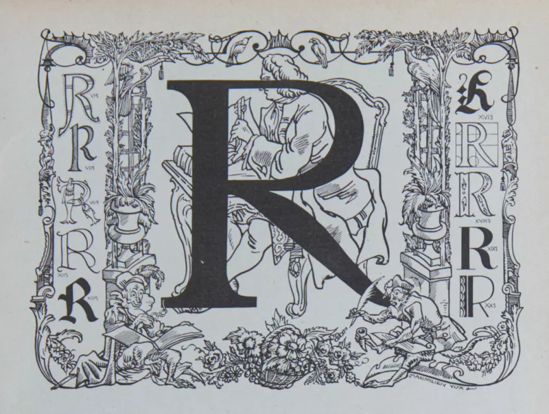 lettreR Lettre R, typographie de Maximilien Vox, planche originale 1932