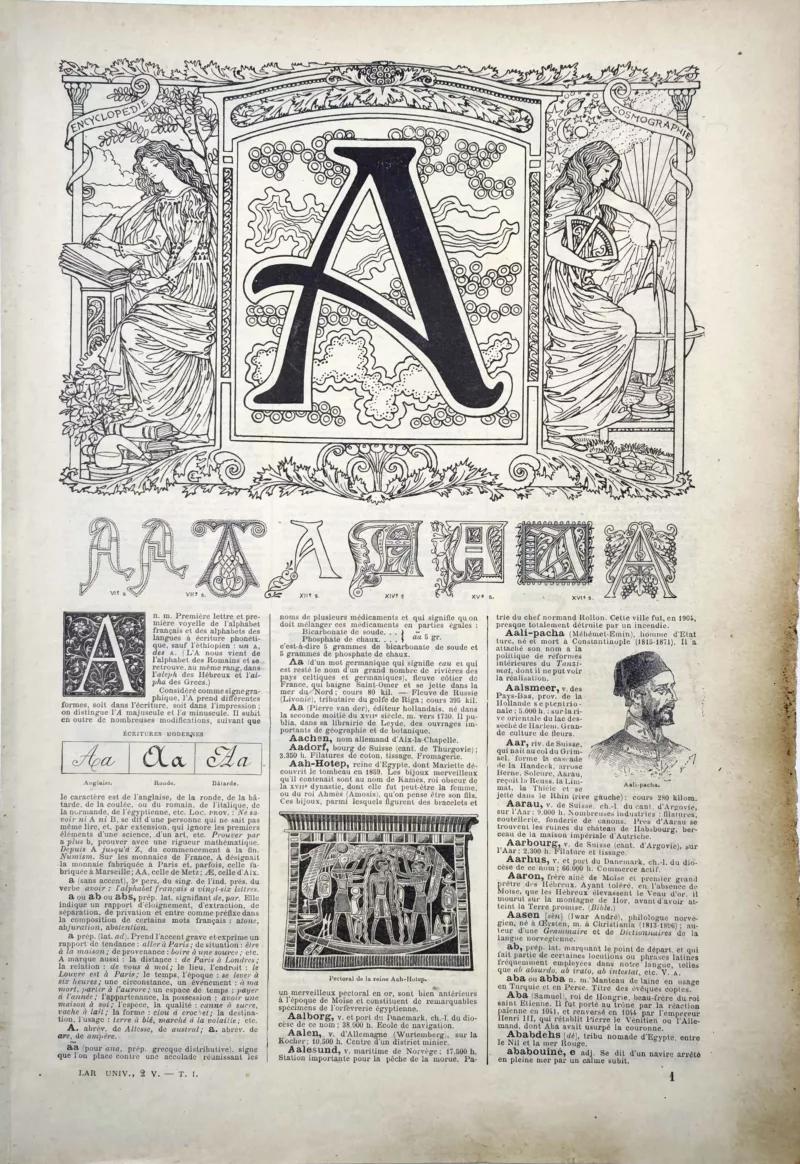 LU11922A000-R-Lettre-A Lettre A, typographie, lettrines et ornements, planche ancienne de 1922